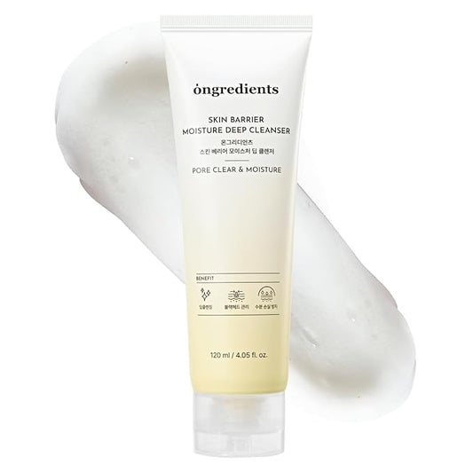 ONGREDIENTS Skin Barrier Moisture Deep Cleanser | Daily Face Wash for All Types | Centella, Peptide, AHA, LHA, Hydrating, Soothing, Pore Tightening | Vegan, Korean Skin Care 4.06 fl Oz