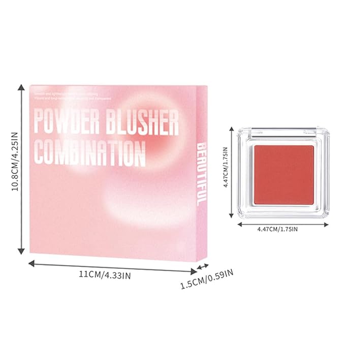 4 Color Matte Blush Palette - Buildable, Long-Lasting Pressed Powder Blusher with Brush, Cruelty-Free, Vegan, Compact Design for a Bright, Healthy Glow, Gift Set for Women