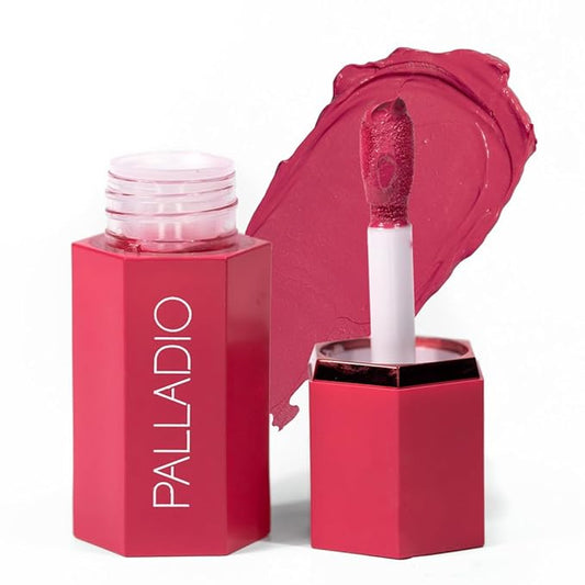 Palladio Liquid Blush for Cheeks & Lips 2-in-1 Makeup, Weightless Cream Formula, Smudge Proof Long-Wearing Pigmented, Natural Look, Dewy Finish, Deep Fuchsia