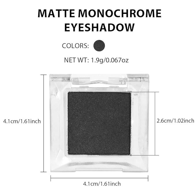 Matte Single Eye Shadow Palette Makeup, Matte Smoky Black Monochrome Eyeshadow For Old Women, Mini Single Pigmented Waterproof Sombras Para Ojos, Vegan, Talc, Paraben & Cruelty Free, 03