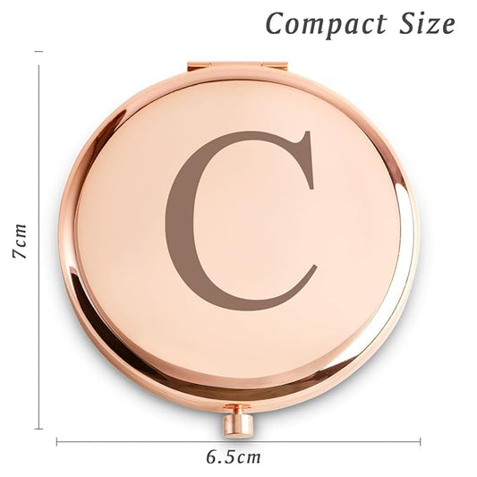Personalized Gifts for Women Girls, Initial Compact Mirror, Unique Mothers Day Birthday Gifts for Friends Mom Wife Grandma Sister Daughter, 2025 Graduation Gifts for Her College Medical High School