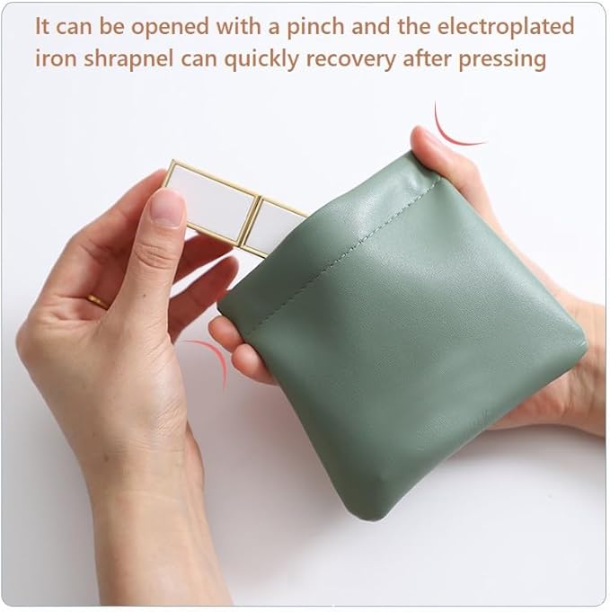 4 PCS Mini Portable Cosmetic Bags for Women, Small Makeup Bag for Purse, Coin Purse Lipstick Cosmetic Accessories Organizer, Mini Travel Kit Storage Pouch (Orange, beige, blue, green)