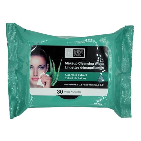 Global Beauty Care Aloe Vera Makeup Remover, Disposable Facial Towelettes, Ultra Soft, For All Skin Types, Moisturizing, Refreshing & Skin Soothing Formula, Convenient, 120Ct. 4 Packs of 30 Wipes