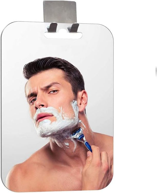 Anti-Fog Mirror, Large Size: 9.84" L x 7.09" W, High-Definition Bathroom Fogless Shower Mirror, Frameless, Impact Resistance Bathroom Wall Hanging Shower Accessories, Safe & Durable