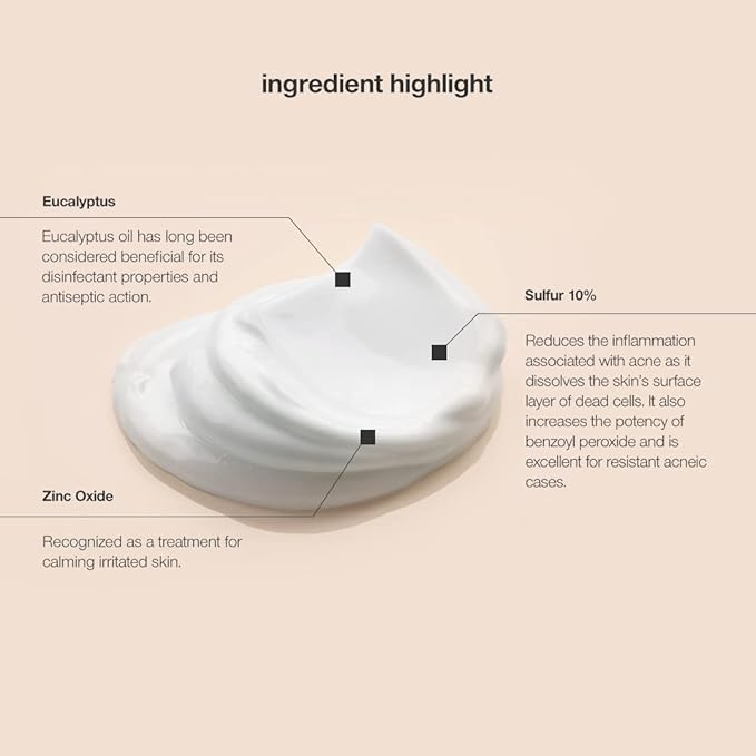 CONTROL CORRECTIVE Sulfur Calming Mask, 2 Oz - Soothes And Calms Inflamed Acne & Reduces Oily Skin, Absorbs Oil, Reduce Enlarged Pores, Cooling Relief