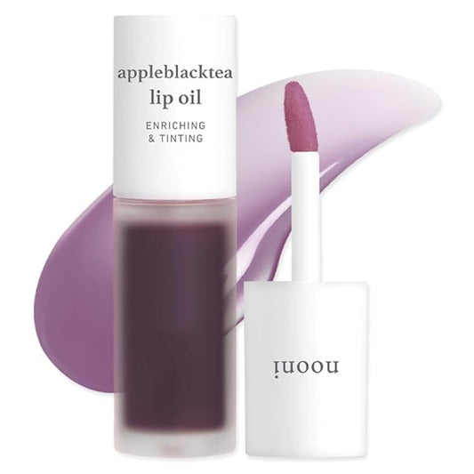 NOONI Korean Hydrating Lip Oil - Appleblacktea | Long-Lasting, Moisturizing, Plumping, Revitalizing for Dry Lips, Waterproof, No Peel Off, Hydrating, Nourishing Crystal Clear, 0.12 FL Oz
