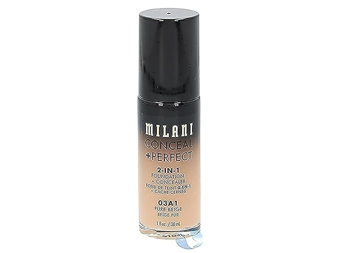 Milani Conceal + Perfect 2-in-1 Foundation + Concealer - Pure Beige (1 Fl. Oz.) Cruelty-Free Liquid Foundation - Cover Under-Eye Circles, Blemishes & Skin Discoloration for a Flawless Complexion