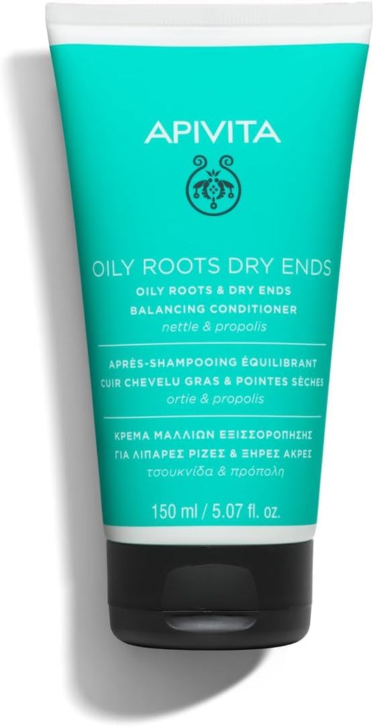 Apivita Oily Roots & Dry Ends Balancing Conditioner | Balances, Hydrates & Moisturizes Hair with Nettle & Propolis, 150 mL / 5.07 oz