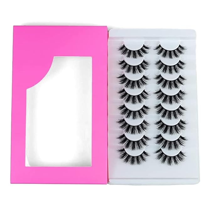 8Pair 3D False Eyelashes Fluffy Natural Look PACK Volume Fluffy Natural Faux Mink Lashes(3D999 DRAK PINK)