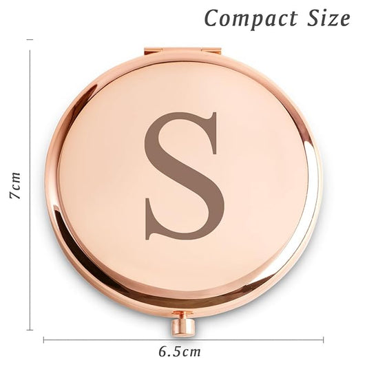 Personalized Gifts for Women Girls, Initial Compact Mirror, Unique Mothers Day Birthday Gifts for Friends Mom Wife Grandma Sister Daughter, 2025 Graduation Gifts for Her College Medical High School