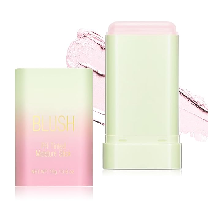 PH Tinted Moisture Stick，Multi-Use Cream Color Changing Blush, 3-in-1 Blush Stick for Cheek/Eyes/Lips, Waterproof Hydrating Tinted Solid Makeup Products (1# Shy Pink)
