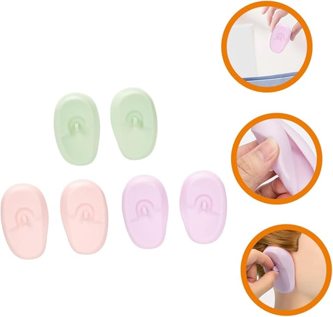 3 Pairs perm Dyeing Ear Protection Water Proof Ear caps Ear Covers for Hair Dryer Silicone Ear Covers for Hair Dryer Heat Hair Dyeing Ear Covers tab Ear Muffs Accessories