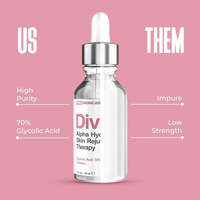 Glycolic Acid Peel 70% Professional Chemical Peel for Face at Home - Intense Alpha Hydroxy Acid Skin Peel For Acne Scars, Collagen Boost, Wrinkles, Fine Lines - Liquid Exfoliant for Face Peel Mask