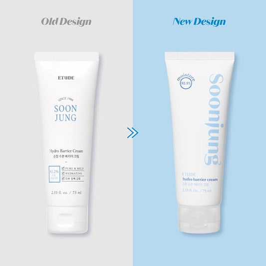 ETUDE SoonJung Hydro Barrier Cream (Tube Type) 2.54 fl. Oz (75ml) 23AD |Moisturizing and Soothing Cream | Non-Comedogenic, Hypoallergenic & Fragrance Free Moisturizer for Face