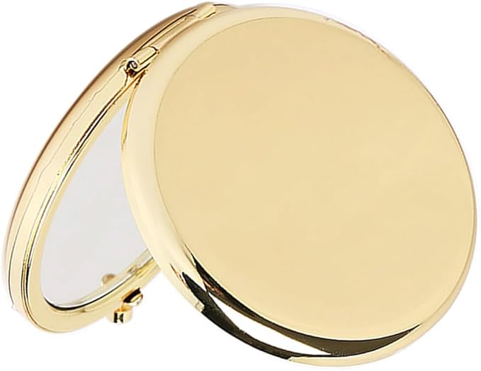 2pcs Magnifying Compact Mirrors Pocket Makeup Mirror 1X 2X Folding Cosmetic Mirror Foldable Mini Round Travel Mirrors 2.75 Inch Sturdy Metal with Diamonds Gifts for Women Girls (Golden)