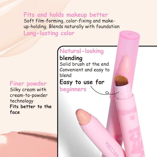 Blush Stick - Precise Makeup Stick with Brush, Moisturizing, Long-lasting Buildable Color for Easy Sculpting, Highly Pigmented Matte Finish, Ideal for Foundation & Concealer