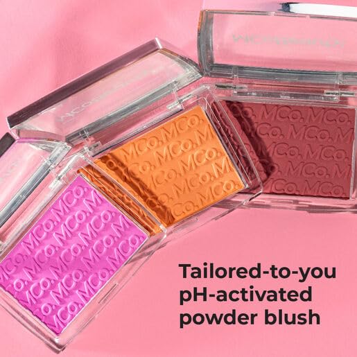 MCoBeauty Glow Up pH Powder Blush - Peach Pop, Customizable Matte Blush, Vegan, Cruelty Free Cosmetics