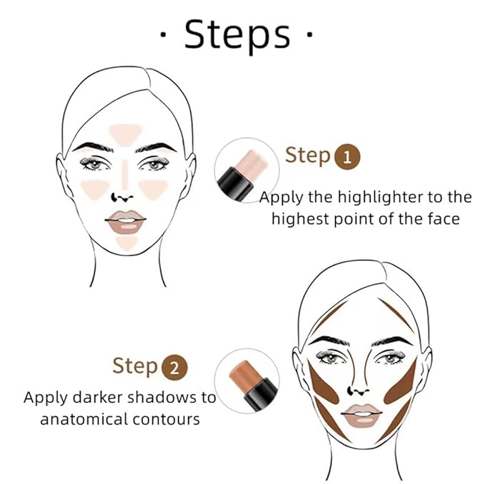 2 in 1 dual-ended highlighter & shadow stick face brightening foundation stick glow stick, Bronze, 0.04 Ounce (Pack of 1)