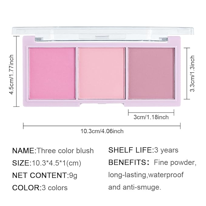 3 IN 1 Brown Nude Face Highlight Bronzer Powder Palette for Face Cheeks Contour Brightening, Buildable Matte Coverage Natural Makeup,Ultra Sculpt Nose Shadow Eyeshadow Primer 01# (05#, 3 Grid)