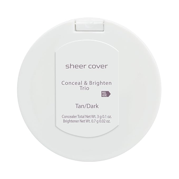 Sheer Cover – Flawless Face Kit – Perfect Shade Mineral Foundation – Conceal & Brighten Highlight Trio – with FREE Foundation Brush and Concealer Brush – Dark Shade – 4 Pieces