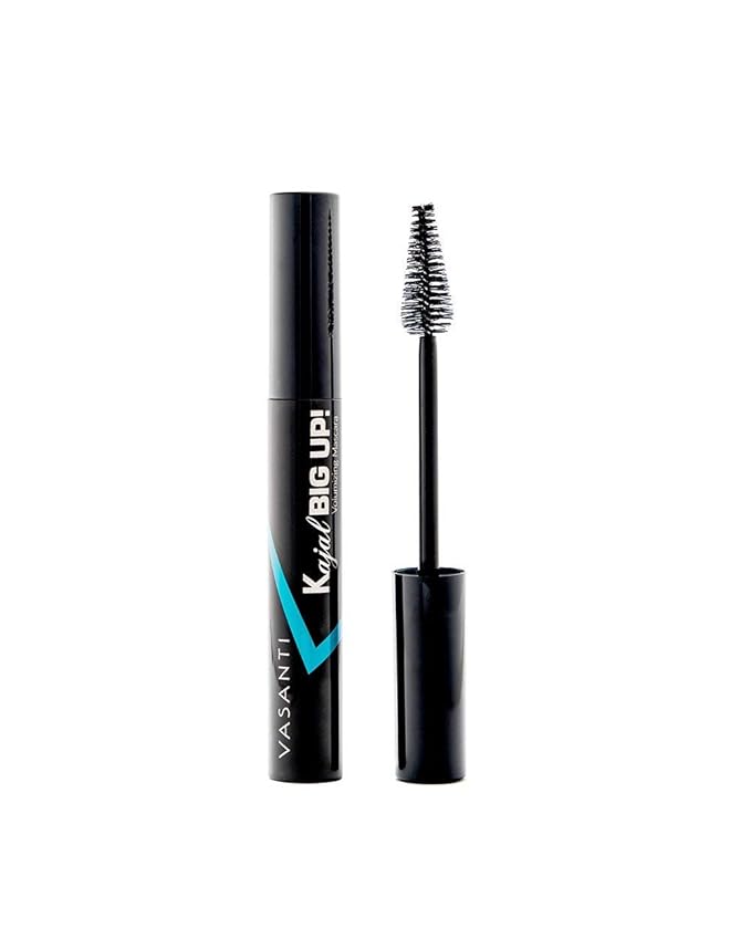 VASANTI Kajal Big Up, Volumizing Mascara (Black) - Long Lasting, Water resistant, Sumdge proof, Intense Volume, Safe for Sensitive Eyes, Non Clumping, Kohl Free, Eye Mascara