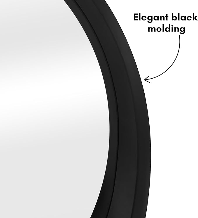 Americanflat 20" Round Mirror with Strap - Hanging Mirrors with Durable Frame - Modern Mirror for Bathroom, Bedroom, Living Room - Mirrors for Wall Display and Home Decor - Black