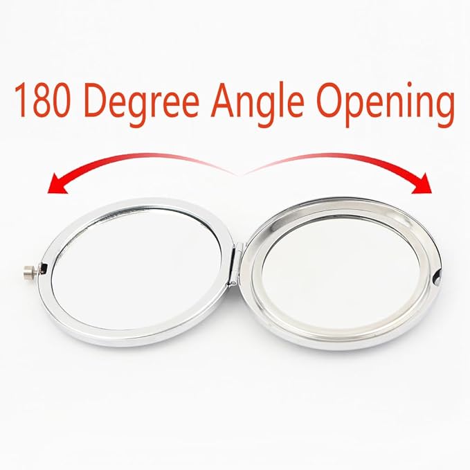 2pcs Magnifying Compact Mirrors 1X 2X Purse Pocket Makeup Mirror Folding Travel Mirrors Sturdy Metal with Diamonds Foldable Mini Round Cosmetic Mirror 2.75 Inch Gifts for Women Girls (Silvery)