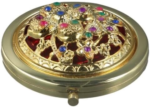 2Pcs Round Folding Pocket Mirrors for Women Girls, Vintage Hollow Floral Pattern Makeup Mirrors Portable Metal Double-Sided Foldable Cosmetic Mirror for Travel