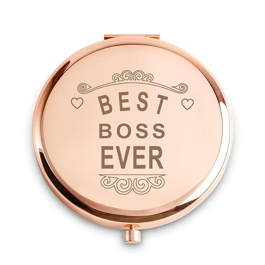 Boss Gifts for Women, Appreciation Gifts for Boss, Best Boss Ever Gifts, Personalized Compact Mirror for Retirement