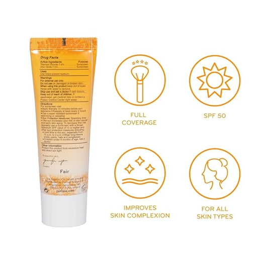 pūrlisse Youth Glow Vitamin C CC Cream SPF 50: Cruelty-Free & Clean, Paraben & Sulfate-Free, Full Coverage, Hydrates with Hyaluronic Acid | Medium 1.4oz