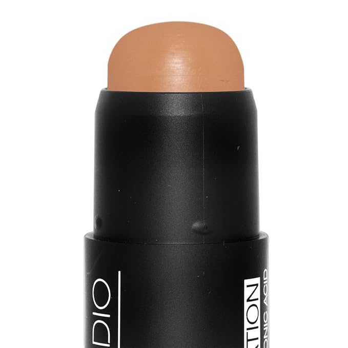 Palladio BUILD & BLEND Foundation Stick, Medium Coverage Buildable Contour Stick for Face, Ultra Blendable Creamy Formula for a Natural Shine Free Finish, (Warm Caramel)