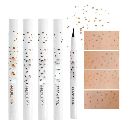 AKARY 4 Colors Freckle Pen Professional Lifelike Face Concealer Point Out Natural Waterproof Longlasting Soft Artificial Freckles Fine Makeup Freckle Pen Life Face Decoration (01+02+03+04)