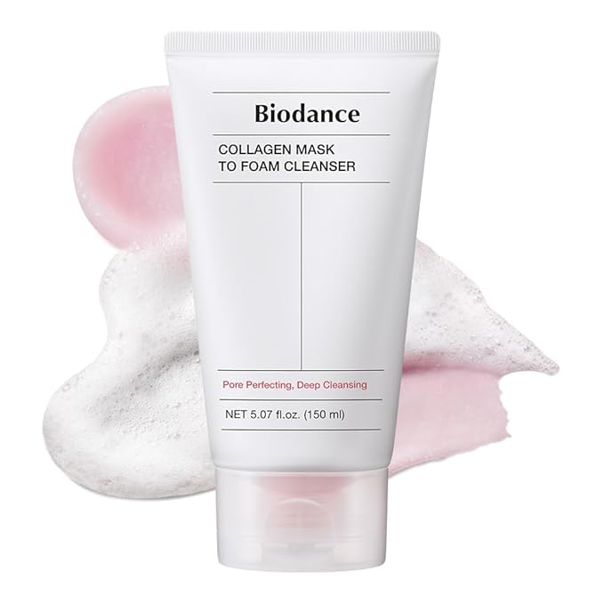BIODANCE Collagen Mask To Foam Cleanser, Face Wash for Women, 2-in-1 Pore Mask and Hydrating Foaming Facial Cleanser for Sensitive Skin, Oily Skin, Korean Skincareㅣ5.07 fl. oz. (150 ml)
