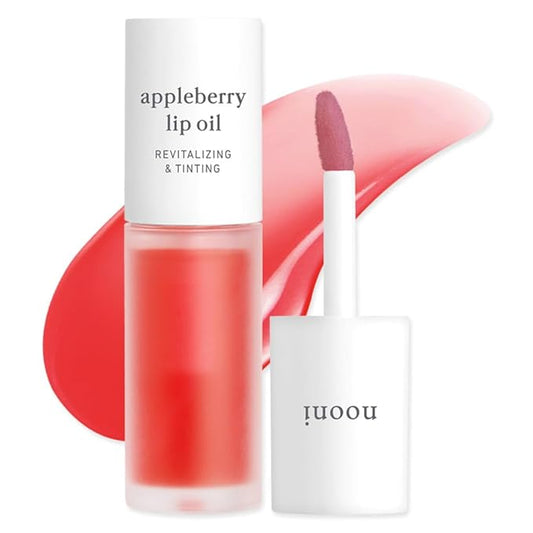 NOONI Korean Hydrating Lip Oil - Appleberry | Long-Lasting, Moisturizing, Plumping, Revitalizing for Dry Lips, Waterproof, No Peel Off, Hydrating, Nourishing Crystal Clear, 0.12 FL Oz