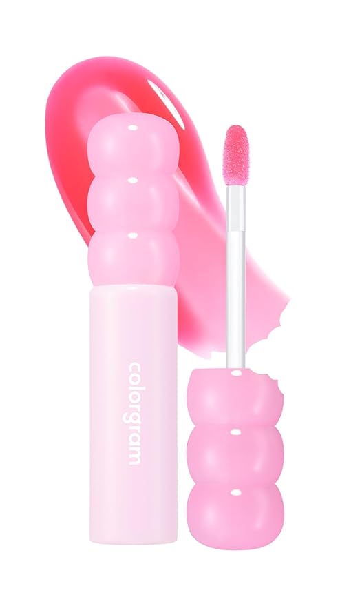 COLORGRAM FRUITY GLASS GLOSS 03 GIGGLE STRAWBERRY | Non-Sticky Glossy Lip Tint with Glass-Like Shine | Long-Lasting Hydrating Lip Gloss for Smooth & Plump Lips