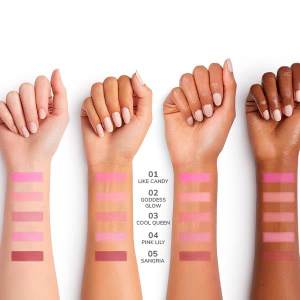 FARMASi Powder Blusher, Glow Boosting, Naturally Luminous Lightweight, Highly Pigmented, Soften and Moisturize the skin, Buildable Coverage Blush, Vegan 0.159 Fl Oz / 4.5g-02 Goddess Glow