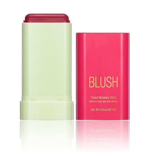 Multi-Use Makeup Blush Stick, Tinted Solid Moisturizer On-the-Go Blush, Multi-use Cream Blush Stick for Cheek & Eyes & Lips, Waterproof Natural Nude Makeup for All Skin (2# Hot Red)