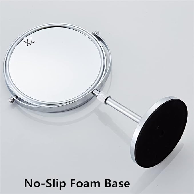 19 Inch Tabletop Makeup Mirror 8 Inch Double-Sided 7X Magnification, High Adjustable Mirror with Pedestal for Bathroom, Standing Chrome Finish (Silver)