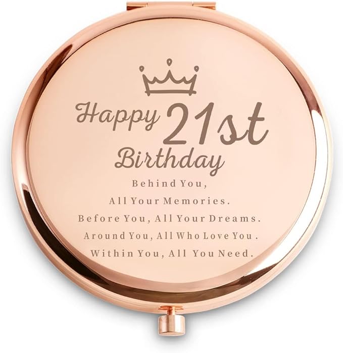 25th Birthday Gifts for Women, Best Female Presents for 25 Year Old Her Daughter Niece Granddaughter Sister Wife Girlfriend Friend, Personalized Engraved Compact Mirror Gift Ideas
