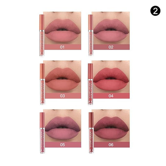 BONNIE CHOICE 6Pcs Nude Matte Liquid Lipstick Set, Waterproof Long Lasting Non-Stick Cup Nude Lipstick 24 Hour Not Fade Matte Lipstick Professional Lip Gloss Makeup Gifts for Women (Set B)
