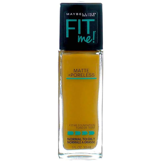 Maybelline New York Fit Me! Matte + Poreless Foundation, Warm Honey [322] 1 oz (Pack of 4)