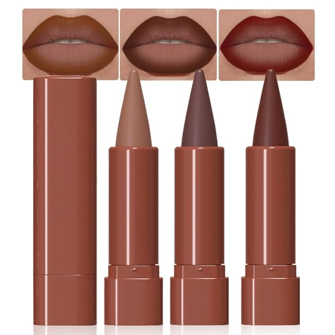 3Pcs Lip Liner and Lipstick Combo Sets, Gradient Matte lip bar matte lipstick And Lip Liner Set, Contour Gradual Ombre Effect Lip Pencil For Old Women, Long Lasting Waterproof Smudge Proof Lipstick