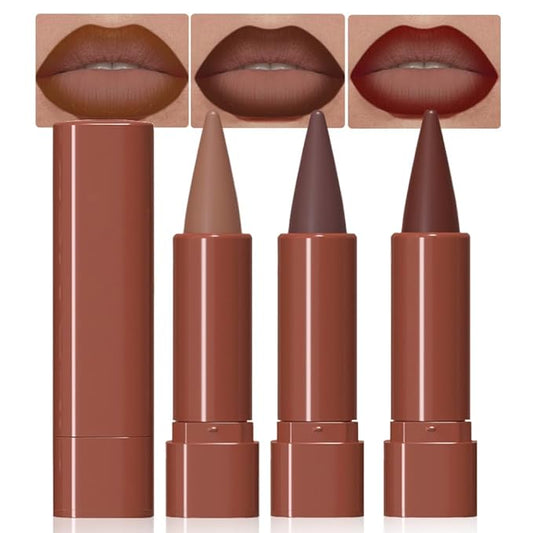 3Pcs Lip Liner and Lipstick Combo Sets, Gradient Matte lip bar matte lipstick And Lip Liner Set, Contour Gradual Ombre Effect Lip Pencil For Old Women, Long Lasting Waterproof Smudge Proof Lipstick