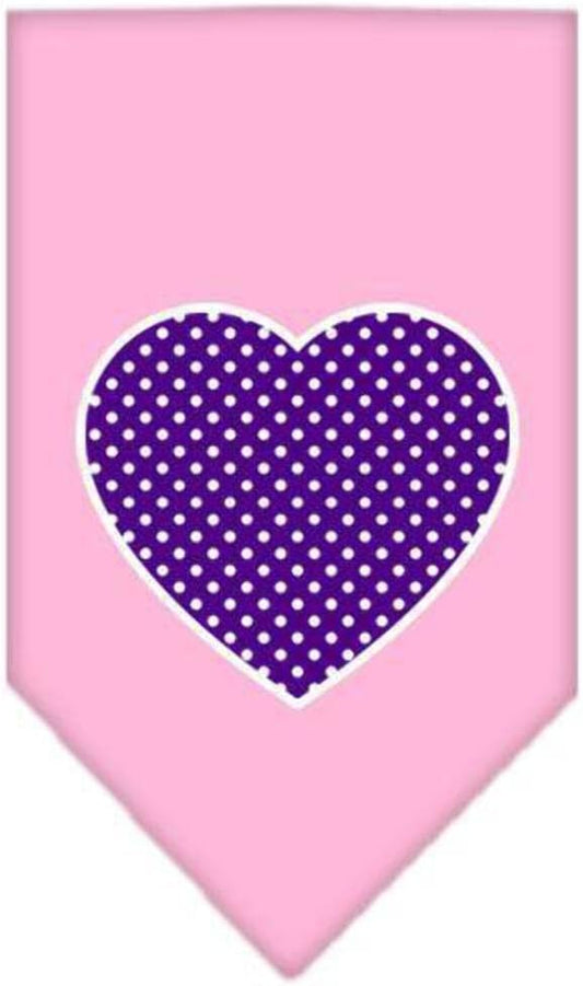 Mirage Pet Products Purple Swiss Dot Heart Screen Print Bandana for Pets, Small, Light Pink