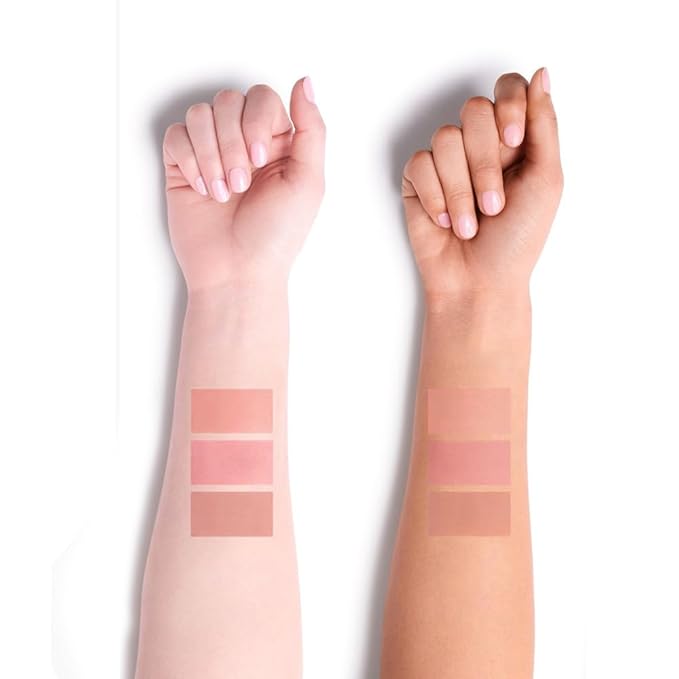 3 IN 1 Brown Nude Face Highlight Bronzer Powder Palette for Face Cheeks Contour Brightening, Buildable Matte Coverage Natural Makeup,Ultra Sculpt Nose Shadow Eyeshadow Primer 01# (04#, 3 Grid)