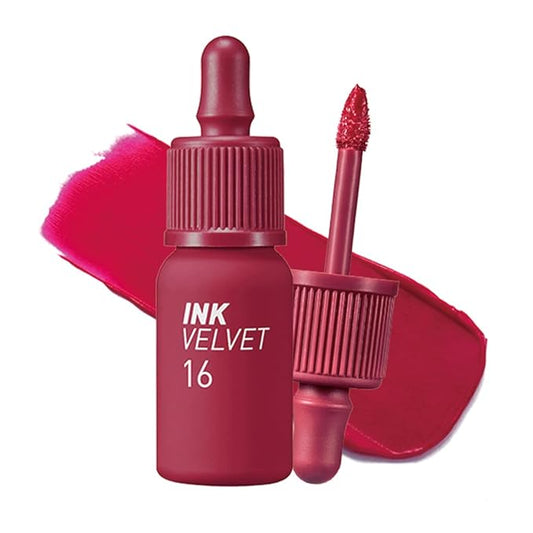 Peripera Ink the Velvet Lip Tint - High Pigment Color, Longwear, Weightless, Not Animal Tested, Gluten-Free, Paraben-Free (016 HEART FUCHSIA PINK)
