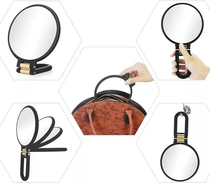 30x Magnifying Mirror Double Side Handheld Mirror 30X/1X Magnifying Hand Mirror with Stand Foldable Travel Mirror Makeup Mirror for Desk Women (Black)