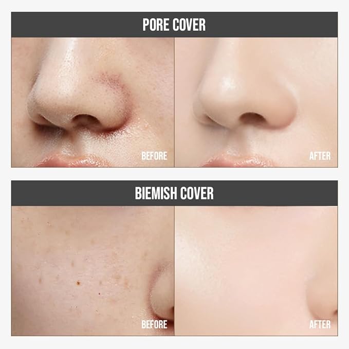 Signature Fit Cover Foundation - Blemish Cover, Full Coverage, Matte & Poreless Finish, Long-lasting & Lightweight, Korean Makeup, 1.02 Fl Oz (W01 Vanilla, 1.02 Fl Oz)