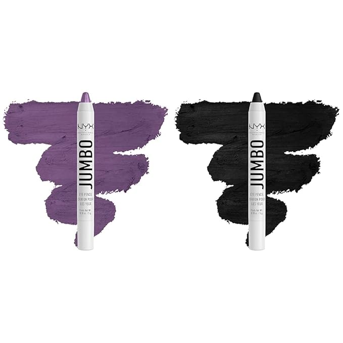 NYX PROFESSIONAL MAKEUP Jumbo Eye Pencil Blendable Eyeshadow Stick & Eyeliner Pencil Bundle - Eggplant (Violet) and Black Bean