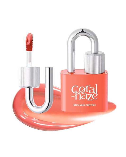 CORLAHAZE Glow Lock Jelly Tint 111 Shine 4g, Hydrating Jelly Glow Lip Stain, High-Shine, Long-Lasting Color Moisturizing Lip Enhancer with Rosehip Oil, Collectible Lock-Shaped Design, Korean Makeup